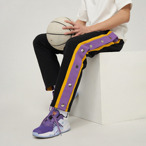 UZIS straight breasted trousers mens spring and autumn basketball training warm-up loose knitted full-open buckle tide sports pants