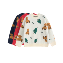 DESIGNER PLUS New Year bear Jacquard sweater womens autumn and winter wear round neck pullover lazy sweater