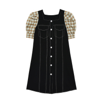 DESIGNER PLUS Herben Wind Lions dress Women Summer Ming Line Splicing Gust Bubble Cuff style little black dress