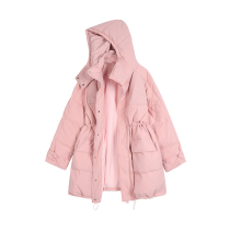 DESIGNER PLUS hooded down jacket female 2021 Winter new long waist white duck down thick coat