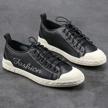 European station Young men and leisure low-gang shoes and Korean version of retro leather breathable liquor trend comfortable mens shoes