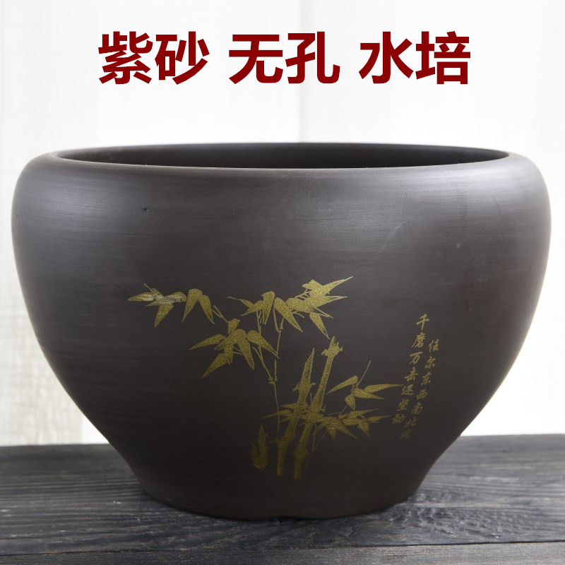 Violet arenaceous nonporous hydroponic flower pot ceramic special creative water lily bowl lotus refers to tea leaf lotus other copper wire grass to wash