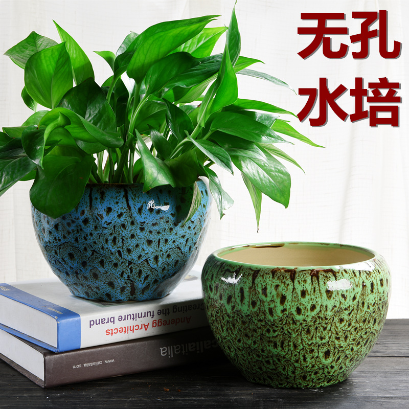 The Lotus flower pot other ceramic hydroponic refers to small container without hole, water lily bowl Lotus creative fleshy large copper grass