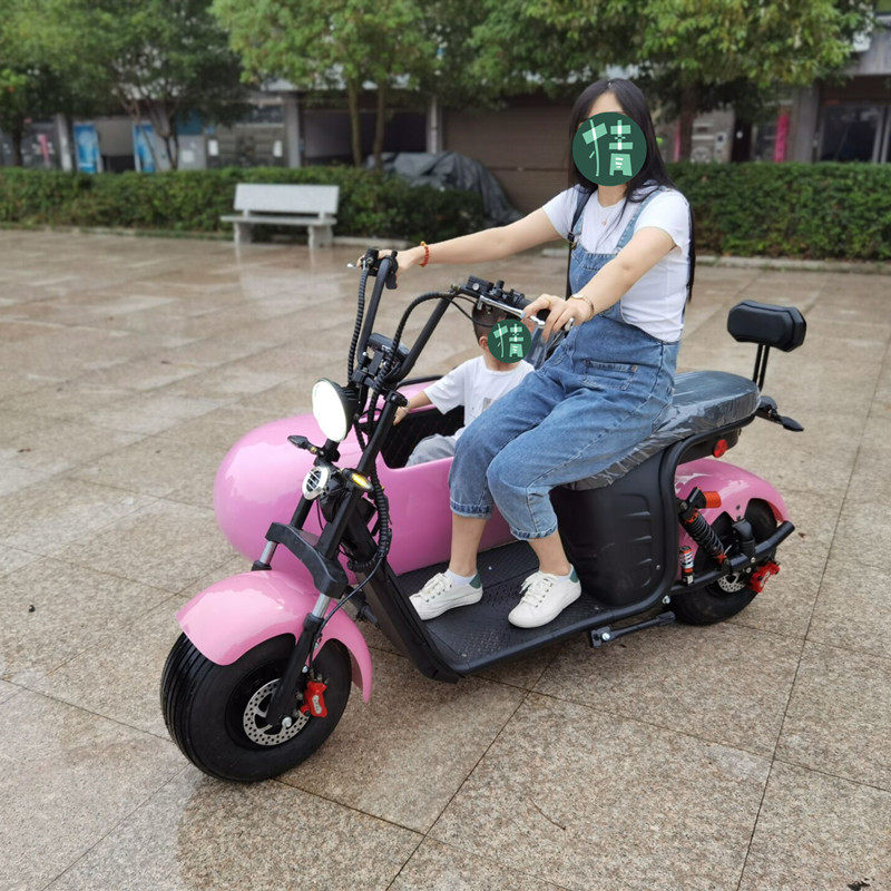 三轮侧边哈雷电动车船型哈雷坐厢式电瓶车个性车斗侉子倒挡抖音款