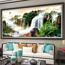 Cross stitch 2021 line embroidery new living room large water wealth landscape landscape painting Sun Rising East simple modern