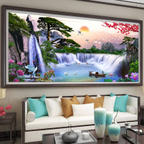 Mona Lisa Cross embroidered 2020 new living room line embroidered pine flowing water raw and scenic landscape painting big