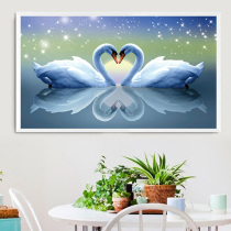 Cross embroidered minimalist modern swan heart phase Inprint Love lovers Living room Full embroidered bedroom small line embroidered 2021 new