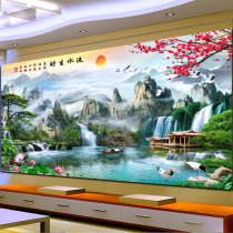 Mona Lisa 2020 Cross Embroidered Landscape Landscape Painting Flowing Water Raw Money New Living Room Thread Embroidered Sharply Full Embroidered