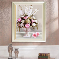 Cross embroidered 2020 new living room minimalist modern luxury Rose small bedroom peony flower line embroidered with embroidery