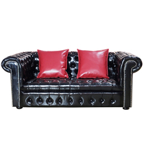European retro - Italian style button leather - arts double - seat sofa villa large and small household household household household household household use