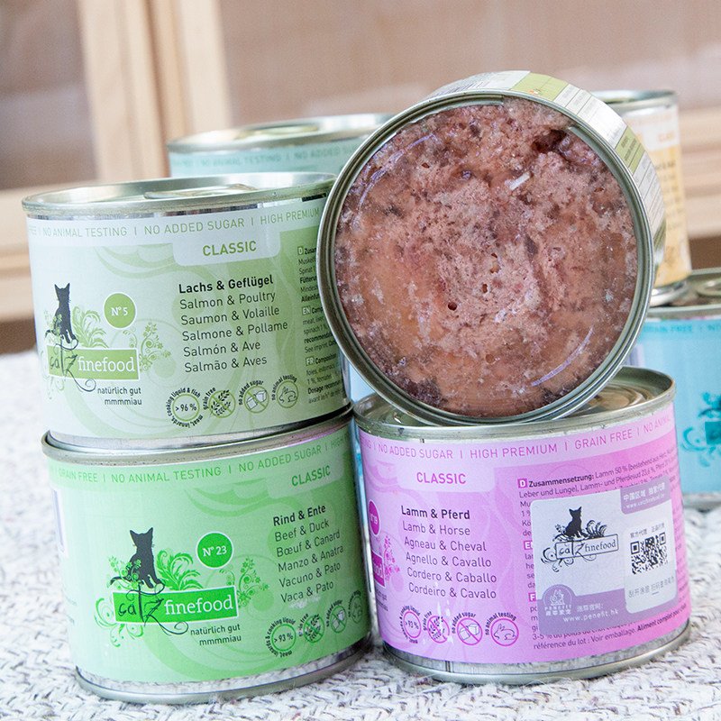 Кошки закуски 土猫宠物 德国凯姿catz finefood主食猫罐头200g成幼全猫湿粮6罐