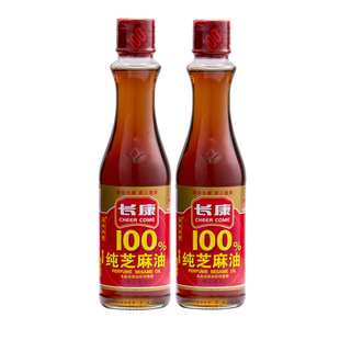 长康纯芝麻油360ml*2瓶香油小石磨家用蘸料凉拌菜调味品火锅调料