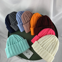 Childrens hat Korea autumn and winter warm hat men and women baby solid color pit knit hat macaroon wild hat