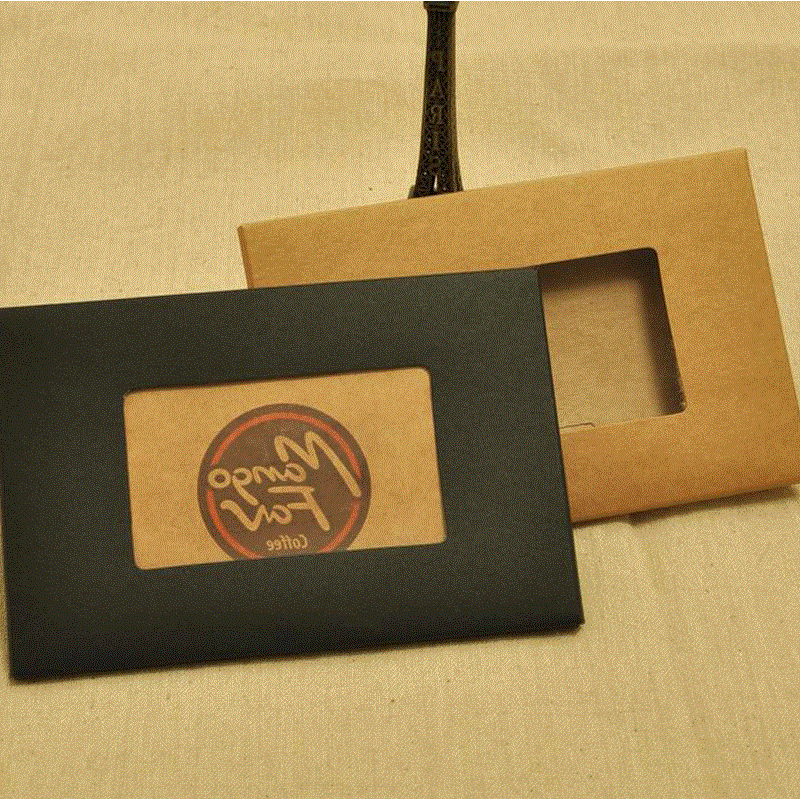 牛皮纸黑卡pvc开窗防尘明信片封套空白横款明信片卡盒卡套明信片