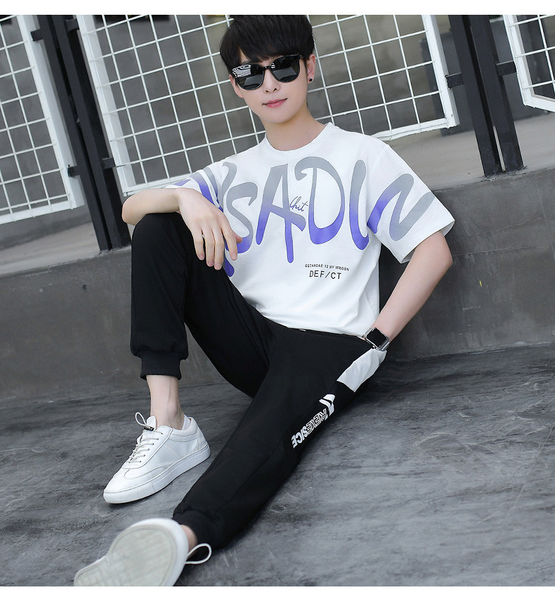 12短袖t恤男13-15岁青少年运动套装14初中学生男孩夏装帅气大童16详情