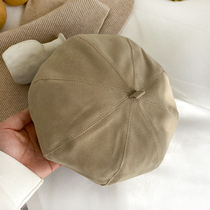 Hat female tide ins face small beret female autumn and winter painter hat Bud hat British retro octagonal hat winter