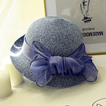 Korean organza bow fashion elegant hat lady British style summer Korean sunshade hat basin hat tide