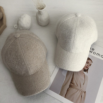 Hat female autumn and winter rabbit hair Warm cap face small cute fashion Korean baseball cap White Black Cap