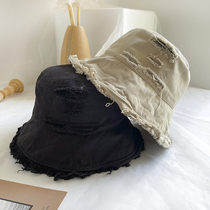Solid color wild card ins Wind Water Bucket fishermans hat female water washing cotton hole Japanese abstinence shade sun protection basin male