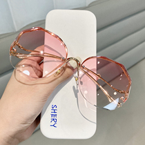 Sunglasses trendy women driving street photography Korean fashion sun glasses big frame high-end big face UV protection