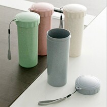 22 Creative Wheat Straw With Hand Cup Pure Color Plastic Portable Covered Water Cup Students Cute Mini Couple Cups