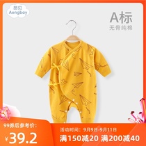 Baby jumpsuit newborn clothes 0-3 months 6 newborn baby spring and autumn cotton strap monk clothing tide