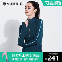 AUMNIE HALF-pull chain LOGO top womens tight-fitting quick-drying breathable sports fitness yoga long-sleeved jacket