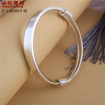 Inheritance handmade push-pull plane telescopic silver bracelet sterling silver female 999 adults and children elderly universal men and women models