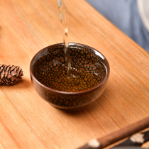 Masters works pure handmade Tianmu glaze red rust red kiln changed to build a personal Tea Cup Cup Cup Master Cup