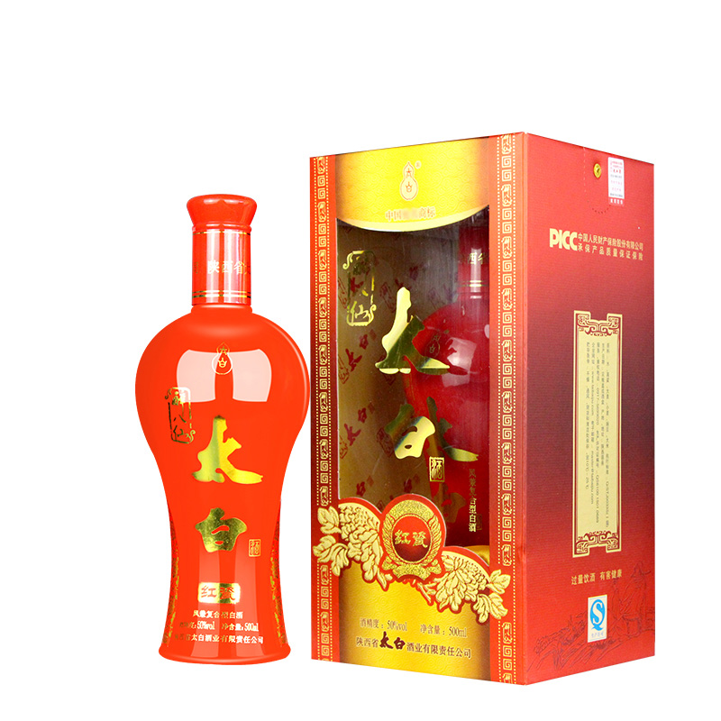 中华老字号,太白 醉八仙红瓷 50度凤兼复合型白酒500ml 送台湾小酒110