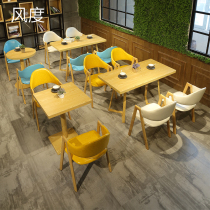 Milk Tea Shop Cafe Table and Chair Combination Simple Catering Cold Drink Shop Fresh Net Red Dessert Shop Leisure Table and Chair
