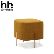 Nordic stainless steel living room pedal clothing store stool modern bedroom bed tail stool designer chair shoe stool