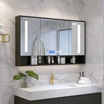 Bathroom intelligent mirror cabinet Wall-mounted storage cabinet Bathroom separate anti-fog solid wood cabinet with light with shelf