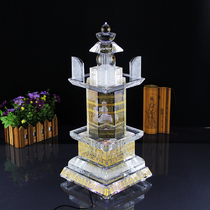 Buddhist supplies large crystal stupa ga wu installed treasure basket printed tuo luo ni spell Tower mantra height 42cm