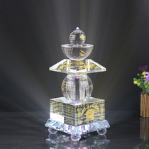 Buddhist supplies Crystal Buddha pagoda printed Dharanis curse Tower transparent 28cm high