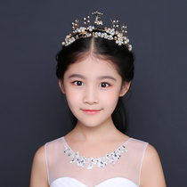 Korean girls golden pearl crown headdress childrens performance hair accessories photography crown hair hoop girl performance