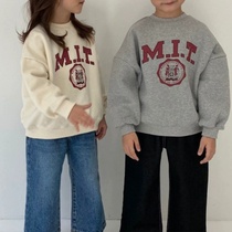 Parent-child sweater 2022 spring new cotton retro foreign style terry casual boys and girls mother and child mother and daughter tops