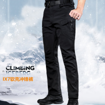 Outdoor Sharkskin soft shell stormtrooper pants Mens and womens winter velvet thickened windproof waterproof tactical pants mountaineering overalls