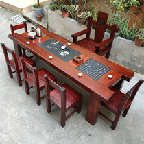 Old boat tea table and chair combination office Built tea table balcony small tea table small tea table New Chinese simple tea table solid wood furniture