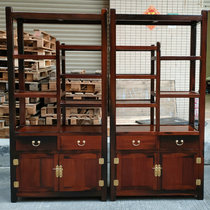 Old boat wooden antique glass bookshelf tea shelf solid wood bao ca antique frame segment display frame