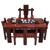 Old ship wooden tea table and chair combination balcony small tea table sunken wooden tea table solid wood office tea table furniture special offer