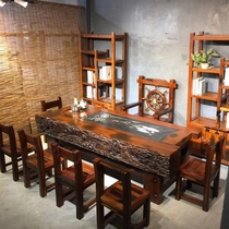 Old boat tea table and chair combined Soliwood keel tea table new Chinese furniture kung fu minimal tea table