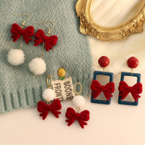 Earrings suitable for Chinese New Year 925 silver needle New Years ear nail individuality brief red loving 100 hitch pendant earrings