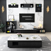 Marble coffee table TV cabinet Dining table combination Small apartment living room Light luxury furniture Telescopic TV cabinet Simple and modern