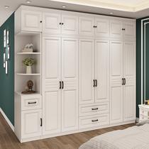European six-door wardrobe assembly Wooden modern simple economical household bedroom cabinet combination overall large wardrobe