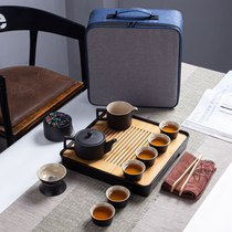 Japanese black pottery travel tea set set portable six Cup home simple outdoor travel custom logo