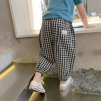 children's anti-mosquito pants boys' pants thin baby summer long pants children's summer casual pants plaid air conditioning pants trendy