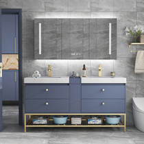 Nordic bathroom cabinet floor-standing marble sink toilet washbasin cabinet combination smart mirror cabinet