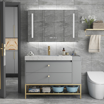 Rock board bathroom cabinet floor-standing toilet wash basin cabinet combination smart mirror cabinet simple modern sink