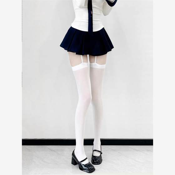 순수한 흰색 실크 하위 문화 여름 얇은 서스펜더 통합 무릎 양말 벨벳 JK 팬티 스타킹 섹시 스타킹 순수한 흰색 실크 하위 문화 여름 얇은 서스펜더 통합 무릎 양말 벨벳 JK 팬티 스타킹 섹시 스타킹